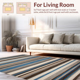 Ultra Soft Area Rug, Non Slip, Stain Resistant, Washable Area Rugs for Living Room, Bedroom, Elegant Textured Tone Block Pattern(Brown)