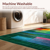 Ultra Soft Area Rug, Non Slip, Stain Resistant, Washable Area Rugs for Living Room, Bedroom, Rustic Soft Geometric Lines(Green)