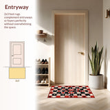 Ultra Soft Area Rug, Non Slip, Stain Resistant, Washable Area Rugs for Living Room, Bedroom, Eclectic Retro Dice Aesthetic(Red)