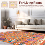 Ultra Soft Area Rug, Non Slip, Stain Resistant, Washable Area Rugs for Living Room, Bedroom, Bold Geometric Color Splash(Orange)