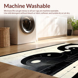 Ultra Soft Area Rug, Non Slip, Stain Resistant, Washable Area Rugs for Living Room, Bedroom, Zen Inspired Circular Artistry(Black)