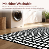 Ultra Soft Area Rug, Non Slip, Stain Resistant, Washable Area Rugs for Living Room, Bedroom, Elegant Monochrome Checkerboard Aesthetic(Black)
