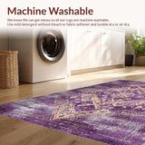Ultra Soft Area Rug, Non Slip, Stain Resistant, Washable Area Rugs for Living Room, Bedroom, Transitional Luxe Patterned Charm(Purple)