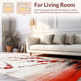 Ultra Soft Area Rug, Non Slip, Stain Resistant, Washable Area Rugs for Living Room, Bedroom, Vivid Cherry Blossom Abstract Art(Red)