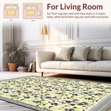 Ultra Soft Area Rug, Non Slip, Stain Resistant, Washable Area Rugs for Living Room, Bedroom, Timeless Green Botanical Harmony(Beige)