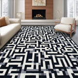 Ultra Soft Area Rug, Non Slip, Stain Resistant, Washable Area Rugs for Living Room, Bedroom, Stylish Black and White Chevron Design(Black)