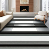 Ultra Soft Area Rug, Non Slip, Stain Resistant, Washable Area Rugs for Living Room, Bedroom, Elegant Striped Geometric Accent(Gray)