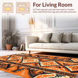 Ultra Soft Area Rug, Non Slip, Stain Resistant, Washable Area Rugs for Living Room, Bedroom, Boho Burnt Orange Living Room Stain-Resistant Rug(Orange)