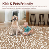 Ultra Soft Area Rug, Non Slip, Stain Resistant, Washable Area Rugs for Living Room, Bedroom, Handmade Neutral Animal Print Bedroom Luxury Carpet(Beige)