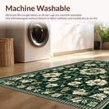 Ultra Soft Area Rug, Non Slip, Stain Resistant, Washable Area Rugs for Living Room, Bedroom, Stylish Whimsical Floral Arrangement(Green)