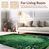 Ultra Soft Area Rug, Non Slip, Stain Resistant, Washable Area Rugs for Living Room, Bedroom, Elegant Nature-Inspired Floral Print(Green)