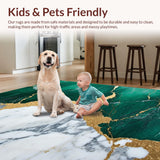 Ultra Soft Area Rug, Non Slip, Stain Resistant, Washable Area Rugs for Living Room, Bedroom, Abstract Gold Grey Bedroom Ultra Soft Area Rug(Green)