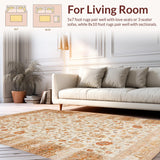 Ultra Soft Area Rug, Non Slip, Stain Resistant, Washable Area Rugs for Living Room, Bedroom, Charming Neutral Trellis Composition(Beige)