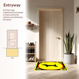 Ultra Soft Area Rug, Non Slip, Stain Resistant, Washable Area Rugs for Living Room, Bedroom, Caution Dogs Will Bark If You Knock Loud Yelling Inside Area Rug(Yellow)