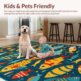 Ultra Soft Area Rug, Non Slip, Stain Resistant, Washable Area Rugs for Living Room, Bedroom, Multicolour Fishing Lure Boys Bedroom Rug(Blue)