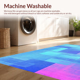 Ultra Soft Area Rug, Non Slip, Stain Resistant, Washable Area Rugs for Living Room, Bedroom, Dynamic Colorful Abstract Waves(Blue)