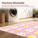 Ultra Soft Area Rug, Non Slip, Stain Resistant, Washable Area Rugs for Living Room, Bedroom, Charming Pastel Bunny Motif(Pink)