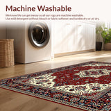Ultra Soft Area Rug, Non Slip, Stain Resistant, Washable Area Rugs for Living Room, Bedroom, Elegant Colorful Symmetrical Design(Red)