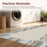 Ultra Soft Area Rug, Non Slip, Stain Resistant, Washable Area Rugs for Living Room, Bedroom, Rustic Off-White Curved Design(Beige)
