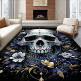 Ultra Soft Area Rug, Non Slip, Stain Resistant, Washable Area Rugs for Living Room, Bedroom, Elegant Dark Themed Decor(White)