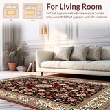 Ultra Soft Area Rug, Non Slip, Stain Resistant, Washable Area Rugs for Living Room, Bedroom, Brown Cream French-Style Bedroom Plush Medallion Carpet(Black)
