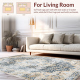 Ultra Soft Area Rug, Non Slip, Stain Resistant, Washable Area Rugs for Living Room, Bedroom, Luxurious Vintage Trellis Arrangement(Beige)