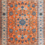 Ultra Soft Area Rug, Non Slip, Stain Resistant, Washable Area Rugs for Living Room, Bedroom, Lively Transitional Floral Fusion(Orange)