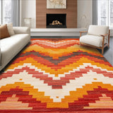 Ultra Soft Area Rug, Non Slip, Stain Resistant, Washable Area Rugs for Living Room, Bedroom, Vibrant Textured Folk Motif(Orange)