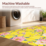 Ultra Soft Area Rug, Non Slip, Stain Resistant, Washable Area Rugs for Living Room, Bedroom, Whimsical Bright Floral Aesthetic(Yellow)