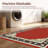 Ultra Soft Area Rug, Non Slip, Stain Resistant, Washable Area Rugs for Living Room, Bedroom, Luxurious Classic Trellis Design(Red)
