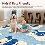 Ultra Soft Area Rug, Non Slip, Stain Resistant, Washable Area Rugs for Living Room, Bedroom, Charming Cartoon Bear Aesthetic(Blue)