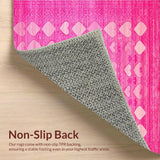 Ultra Soft Area Rug, Non Slip, Stain Resistant, Washable Area Rugs for Living Room, Bedroom, Delightful Textured Heart Theme(Pink)