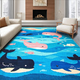 Ultra Soft Area Rug, Non Slip, Stain Resistant, Washable Area Rugs for Living Room, Bedroom, Charming Aquatic Fantasy Aesthetic(Blue)