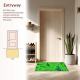 Ultra Soft Area Rug, Non Slip, Stain Resistant, Washable Area Rugs for Living Room, Bedroom, Artistic Textured Animal Shape(Green)