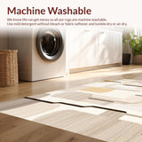 Ultra Soft Area Rug, Non Slip, Stain Resistant, Washable Area Rugs for Living Room, Bedroom, Modern Abstract Area Featuring Creamy Beige and Dark Brown Lines(Beige)