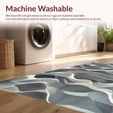 Ultra Soft Area Rug, Non Slip, Stain Resistant, Washable Area Rugs for Living Room, Bedroom, Elegant Black and White Linear Wave Striped Rug with Fluid Rhythm(Gray)