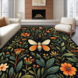 Ultra Soft Area Rug, Non Slip, Stain Resistant, Washable Area Rugs for Living Room, Bedroom, Stylish Contemporary Nature Elements(Black)