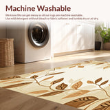 Beige Leaf Design Area Easy Clean(Beige)
