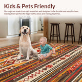 Ultra Soft Area Rug, Non Slip, Stain Resistant, Washable Area Rugs for Living Room, Bedroom, Sophisticated Cozy Boho Fusion(Red)