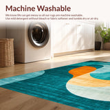 Ultra Soft Area Rug, Non Slip, Stain Resistant, Washable Area Rugs for Living Room, Bedroom, Chic Vibrant Color Block Arrangement(Blue)