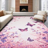 Ultra Soft Area Rug, Non Slip, Stain Resistant, Washable Area Rugs for Living Room, Bedroom, Delicate Insect Print with Cozy Vibes(Pink)