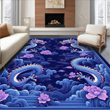 Ultra Soft Area Rug, Non Slip, Stain Resistant, Washable Area Rugs for Living Room, Bedroom, Whimsical Dragon Fantasy Motif(Blue)