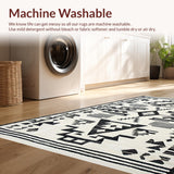 Ultra Soft Area Rug, Non Slip, Stain Resistant, Washable Area Rugs for Living Room, Bedroom, Luxurious Black and White Medallion(Black)