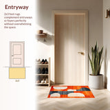 Ultra Soft Area Rug, Non Slip, Stain Resistant, Washable Area Rugs for Living Room, Bedroom, Dynamic Orange Tiled Composition(Orange)