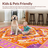 Ultra Soft Area Rug, Non Slip, Stain Resistant, Washable Area Rugs for Living Room, Bedroom, Contemporary Warm Palette Design(Orange)