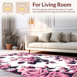 Ultra Soft Area Rug, Non Slip, Stain Resistant, Washable Area Rugs for Living Room, Bedroom, Artistic Garden Inspired Bath Mat(Pink)