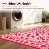 Ultra Soft Area Rug, Non Slip, Stain Resistant, Washable Area Rugs for Living Room, Bedroom, Rustic Floral Watercolor Impression(Pink)