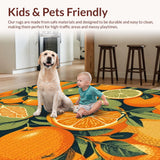 Ultra Soft Area Rug, Non Slip, Stain Resistant, Washable Area Rugs for Living Room, Bedroom, Vibrant Organic Patterned Mat(Orange)