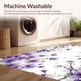 Ultra Soft Area Rug, Non Slip, Stain Resistant, Washable Area Rugs for Living Room, Bedroom, Modern Elegant Floral Composition(Purple)