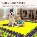 Ultra Soft Area Rug, Non Slip, Stain Resistant, Washable Area Rugs for Living Room, Bedroom, Vibrant Mosaic Masquerade Design(Yellow)